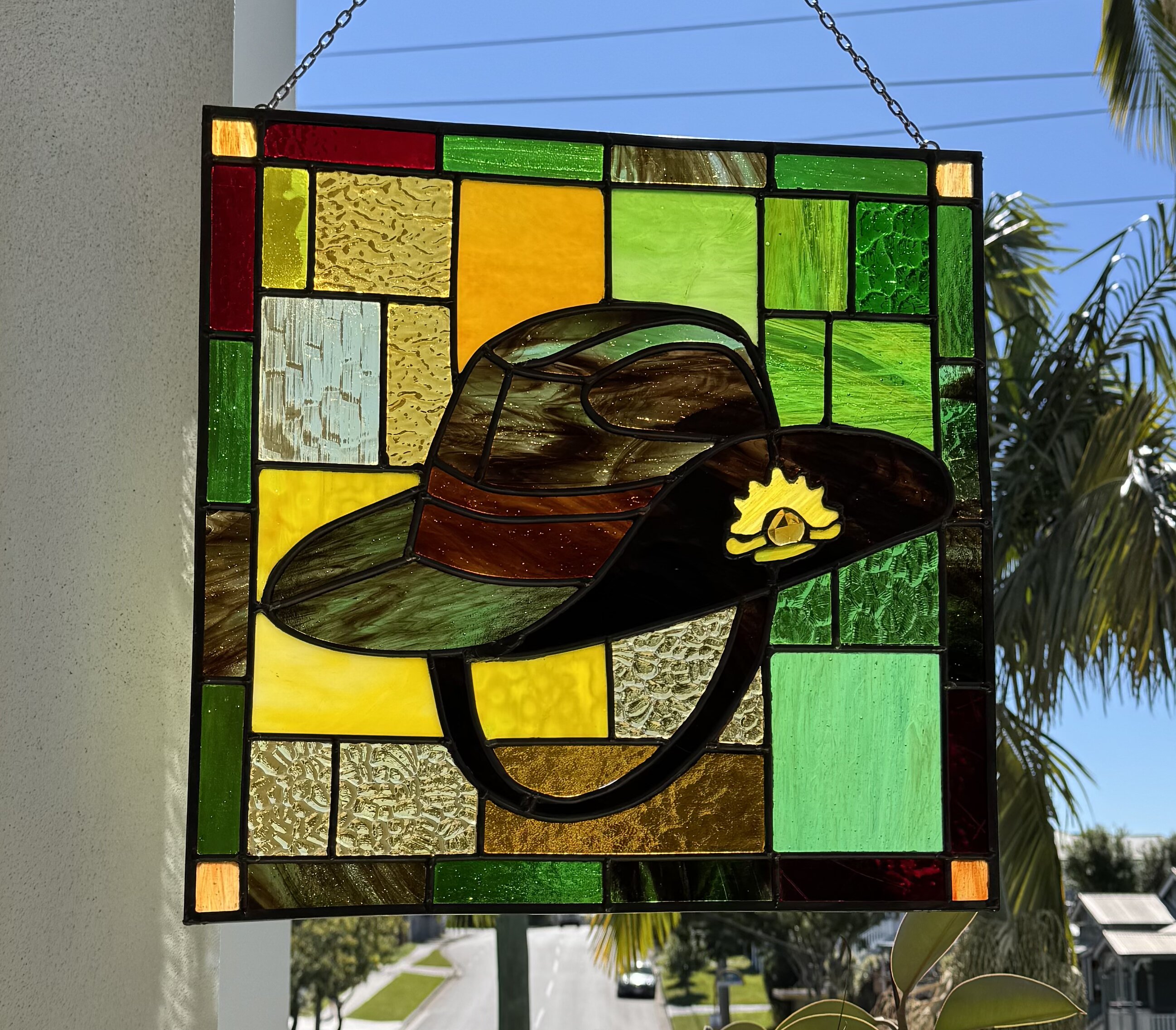 Slouch Hat stained glass