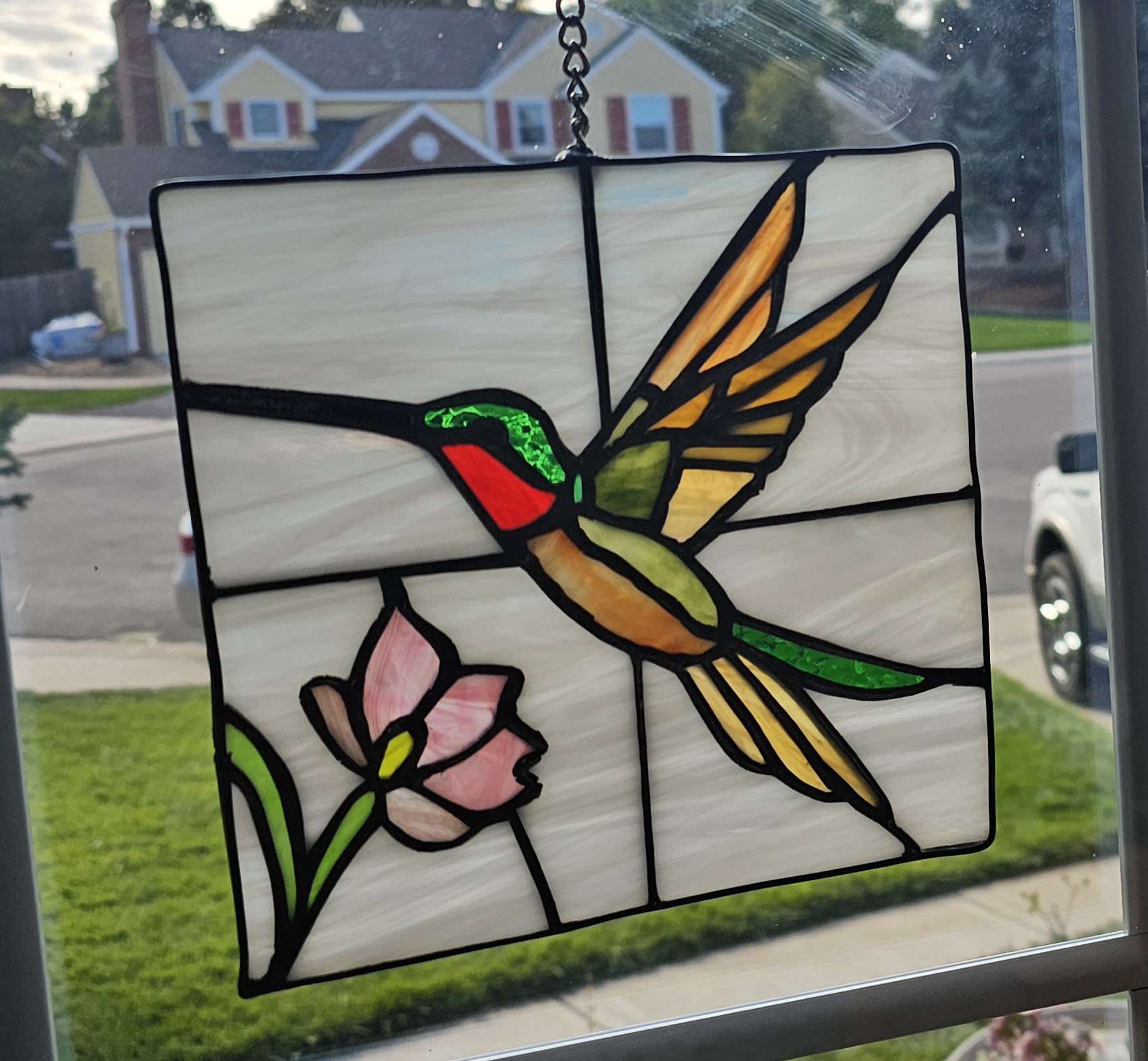 Hummingbird stained glass